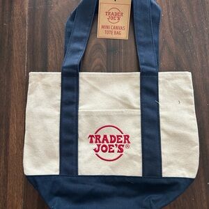 Trader Joe's Canvas Mini Tote Bag in Natural and Navy